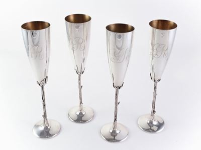 Serie di Dodici Flute in Argento Sterling, Manifattura Cassetti