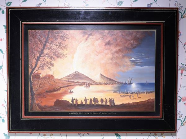 View of the erupting Vesuvius  - Auction House Sale: Furniture and Paintings from Villa Roseto - Florence - III - III - Maison Bibelot - Casa d'Aste Firenze - Milano