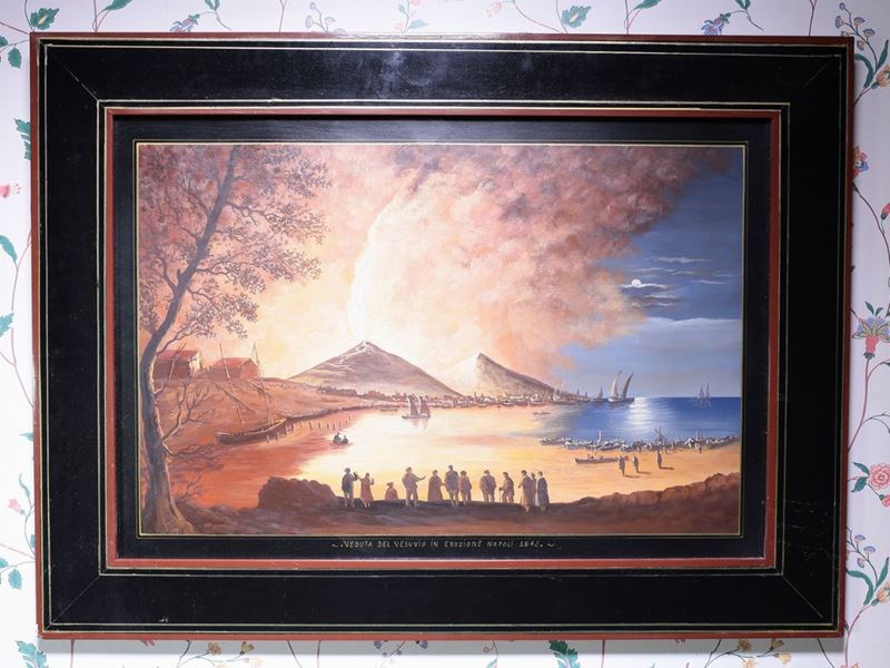 Veduta del Vesuvio in Eruzione