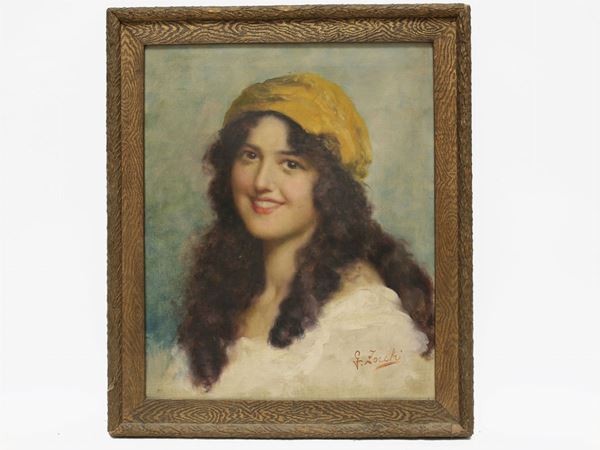 Guglielmo Zocchi : Female Portrait  ((1874-1957))  - Auction House Sale: Furniture and Paintings from Villa Roseto - Florence - III - III - Maison Bibelot - Casa d'Aste Firenze - Milano