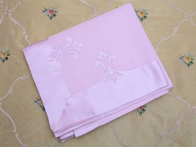 Parure per Letto Matrimoniale in Seta e Satin Rosa, Artigianato Fiorentino