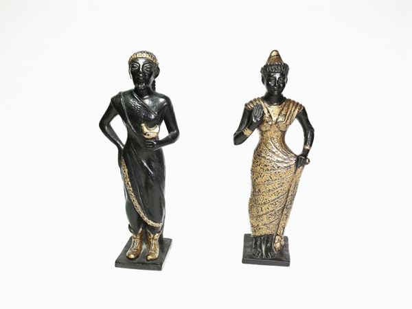 Coppia di figure in ceramica, manifattura Zaccagnini