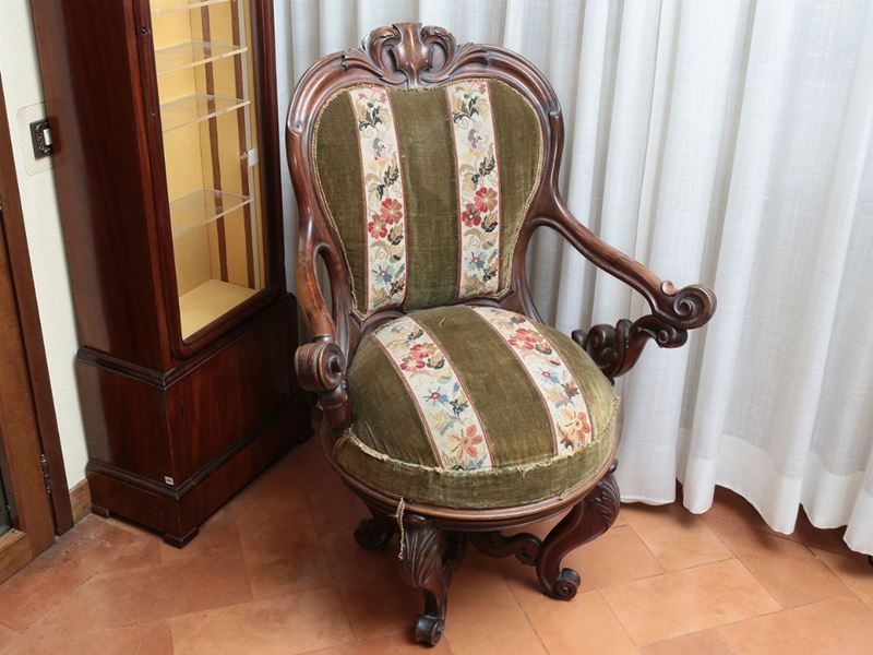 Poltrona Girevole in Noce
