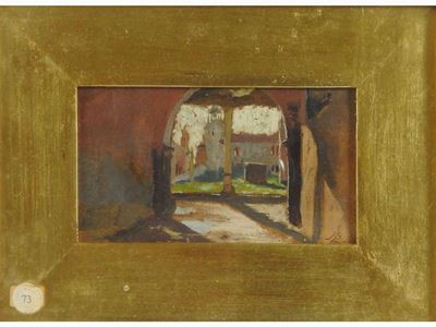 Veduta di Chiostro e Paesaggio Alberato