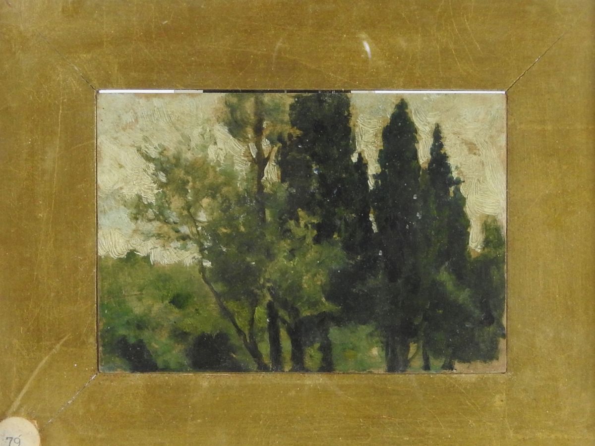 Scuola Toscana Dell'inizio del XX Secolo - Veduta di Chiostro e Paesaggio Alberato