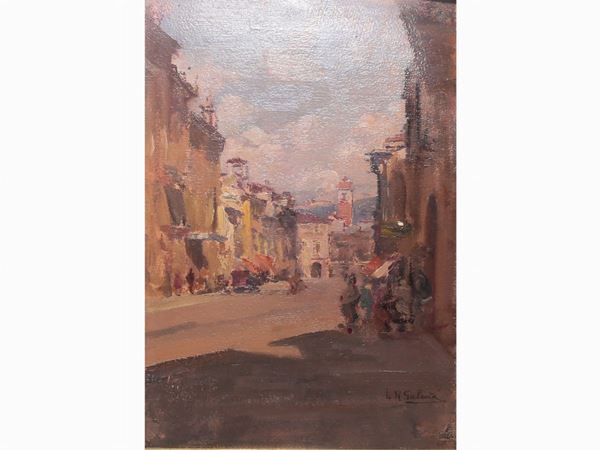 Leopoldo Galeota : View of a Town  ((1868-1938))  - Auction Furniture and Oldmaster painting / Modern and Contemporary Art - I - Maison Bibelot - Casa d'Aste Firenze - Milano