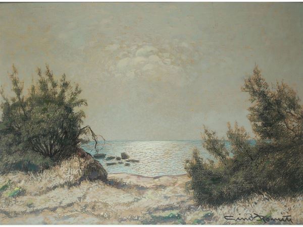 Gino Romiti : Tuscan landscape  ((1881-1967))  - Auction Furniture and Oldmaster painting / Modern and Contemporary Art - I - Maison Bibelot - Casa d'Aste Firenze - Milano