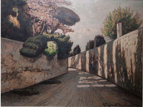 Gino Romiti : Scorcio di strada  ((1881-1967))  - Asta Arredi e dipinti antichi  / Arte moderna e contemporanea - I - Maison Bibelot - Casa d'Aste Firenze - Milano