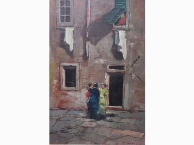 Scorcio Livornese con Figure Femminili