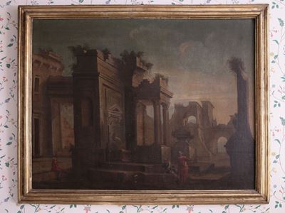Paesaggio con Capriccio di Rovine Romane e Personaggi
