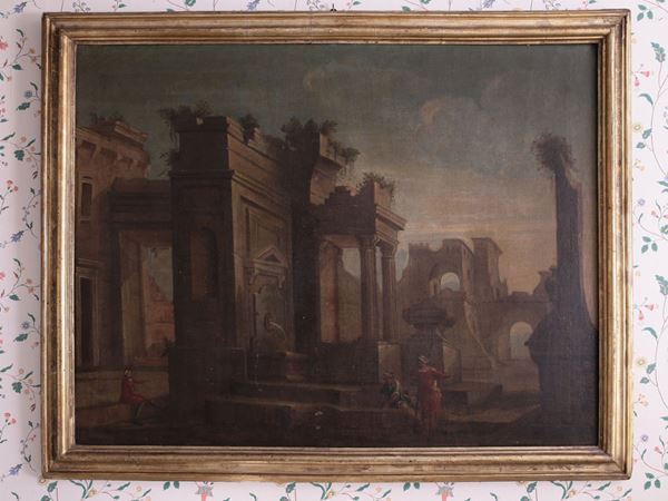 Cerchia di Viviano Codazzi, XVII secolo - Landscape with roman ruins and figures