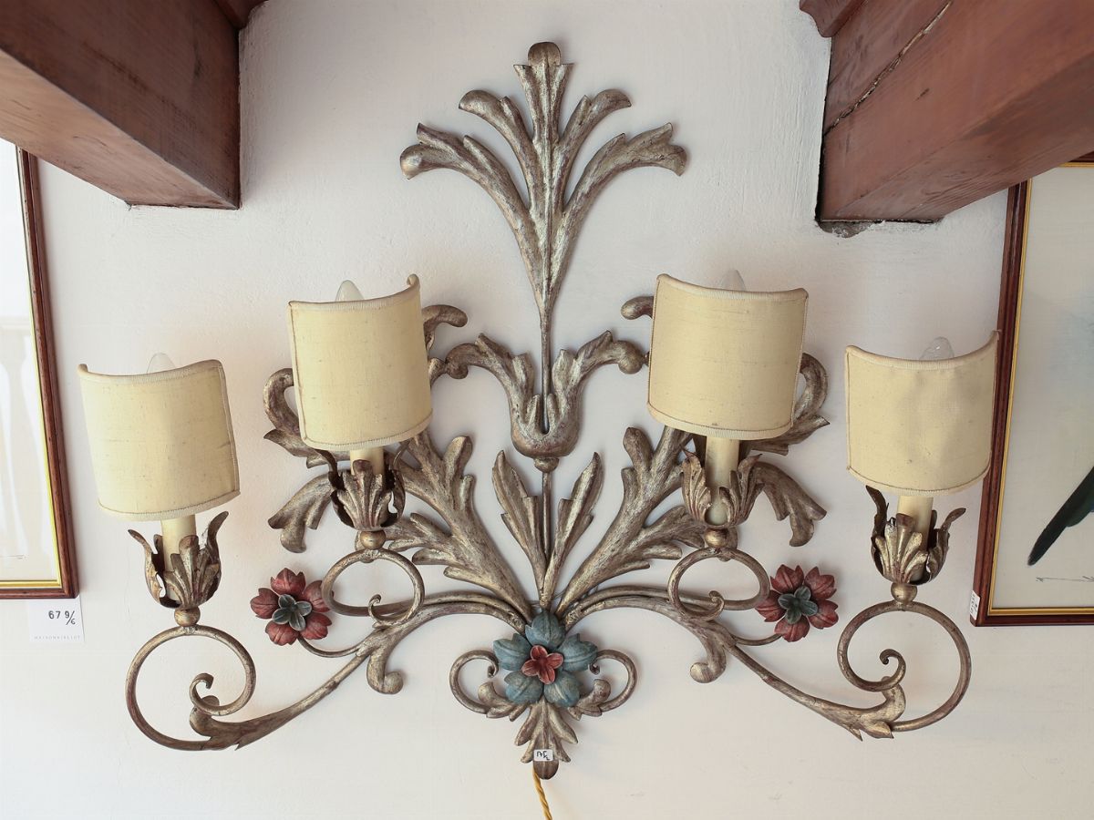 Coppia di Appliques in Tòle Argentata