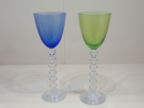 A couple of crystal chalices, Baccarat manufacture