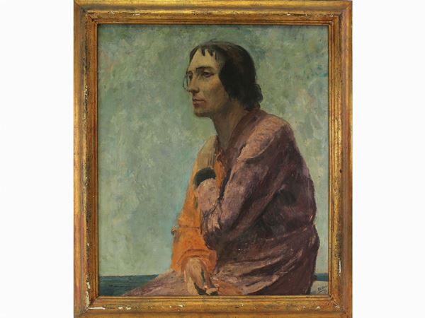 Baccio Maria Bacci - Ritratto femminile in un paesaggio marino (La  spiritata II) 1932