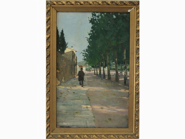 Giulio Sorbi : View of Florence with figure  ((1883-1975))  - Auction Furniture and Oldmaster painting / Modern and Contemporary Art - I - Maison Bibelot - Casa d'Aste Firenze - Milano