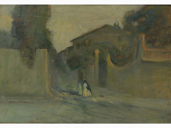 Scuola toscana dell'inizio del XX secolo - Landscape with figures
