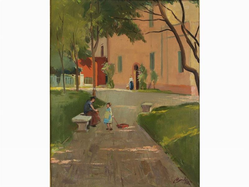 Scuola Italiana, Anni Trenta - Scorcio di Strada con Figure