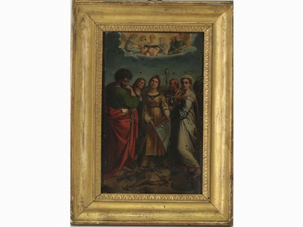 Da Raffaello - Saint Cecilia in ecstasy between Saints Paul, John the Baptist, Augustine and Magdalene