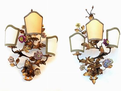 Coppia di Applique in Metallo Dorato