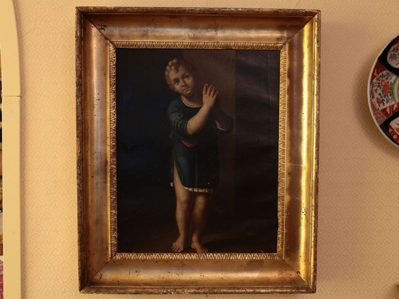 Scuola Veneta della Prima Metà del del XIX Secolo - Bambino in Abito Azzurro in Preghiera