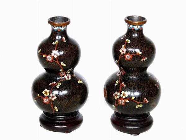 A couple of cloisonnè vases