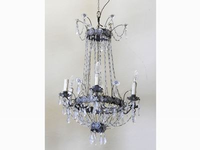 Lampadario a Paniere in Metallo Dorato