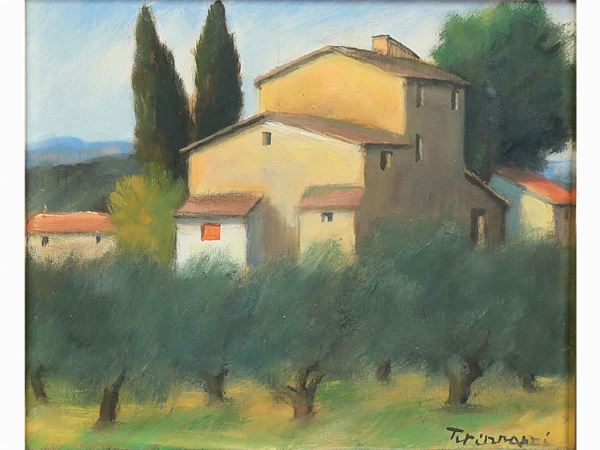 Nino Tirinnanzi : Tuscan landscape  ((1923-2002))  - Auction Furniture and Oldmaster painting / Modern and Contemporary Art - I - Maison Bibelot - Casa d'Aste Firenze - Milano