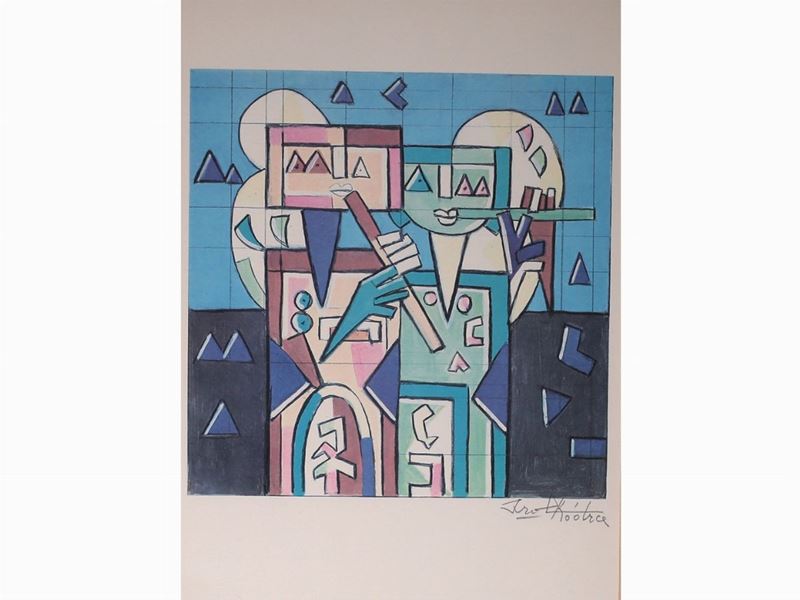 Tre Riproduzioni Fotolitografiche di Vladimir Velickovic, Giuseppe Santomaso e Ibrahim Kodra