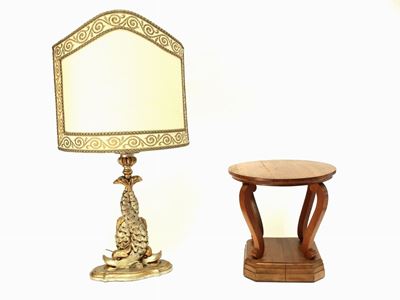 Lume in Legno Intagliato e Argentato