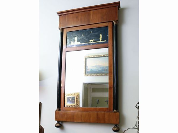 A cherrywood and ebanyzed wood mirror  (end of 19th century)  - Auction House Sale: Furniture and Paintings from Villa Roseto - Florence - I - I - Maison Bibelot - Casa d'Aste Firenze - Milano