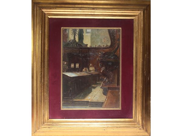 Antonio Maria Aspettati : View of a church  ((1880-1949))  - Auction Furniture and Oldmaster painting / Modern and Contemporary Art - I - Maison Bibelot - Casa d'Aste Firenze - Milano