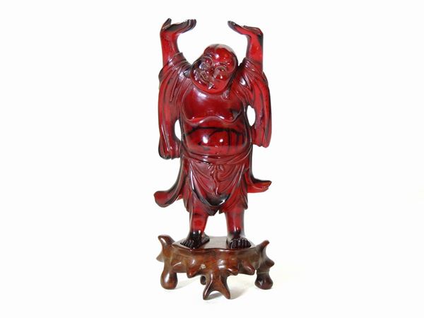 A red resin Buddha figure  (China)  - Auction Furniture and paintings from florentine apartment - Maison Bibelot - Casa d'Aste Firenze - Milano