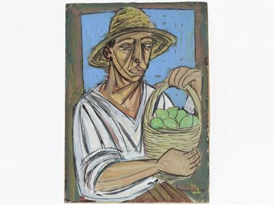 Contadino con Cesta di Agrumi