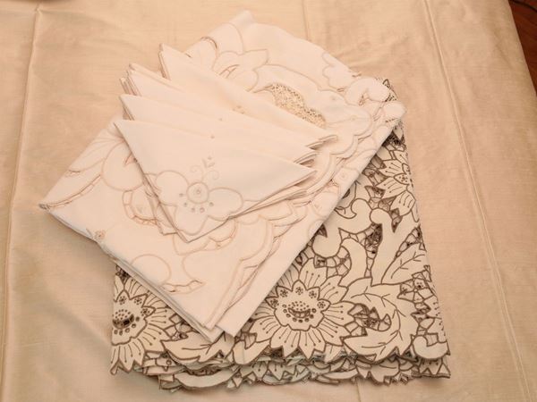 Two linen and cotton tablecloths