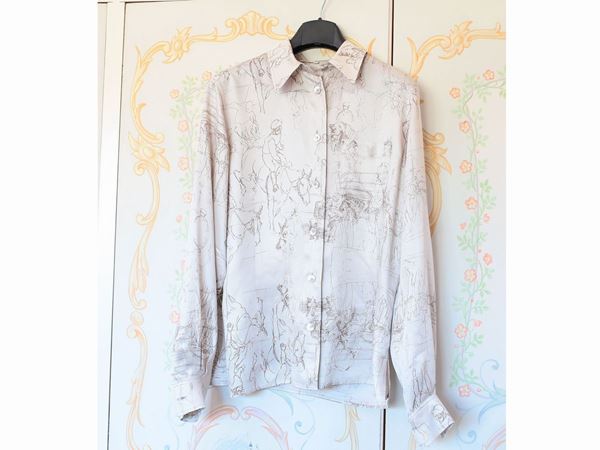 Ivory silk shirt, Hermès  (France, Nineties)  - Auction Accessories and Fashion Vintage - Maison Bibelot - Casa d'Aste Firenze - Milano