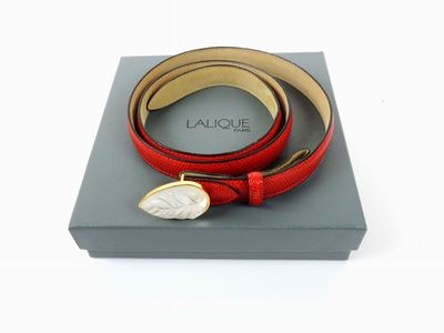 Cintura in Pelle Rossa e Cristallo, Lalique