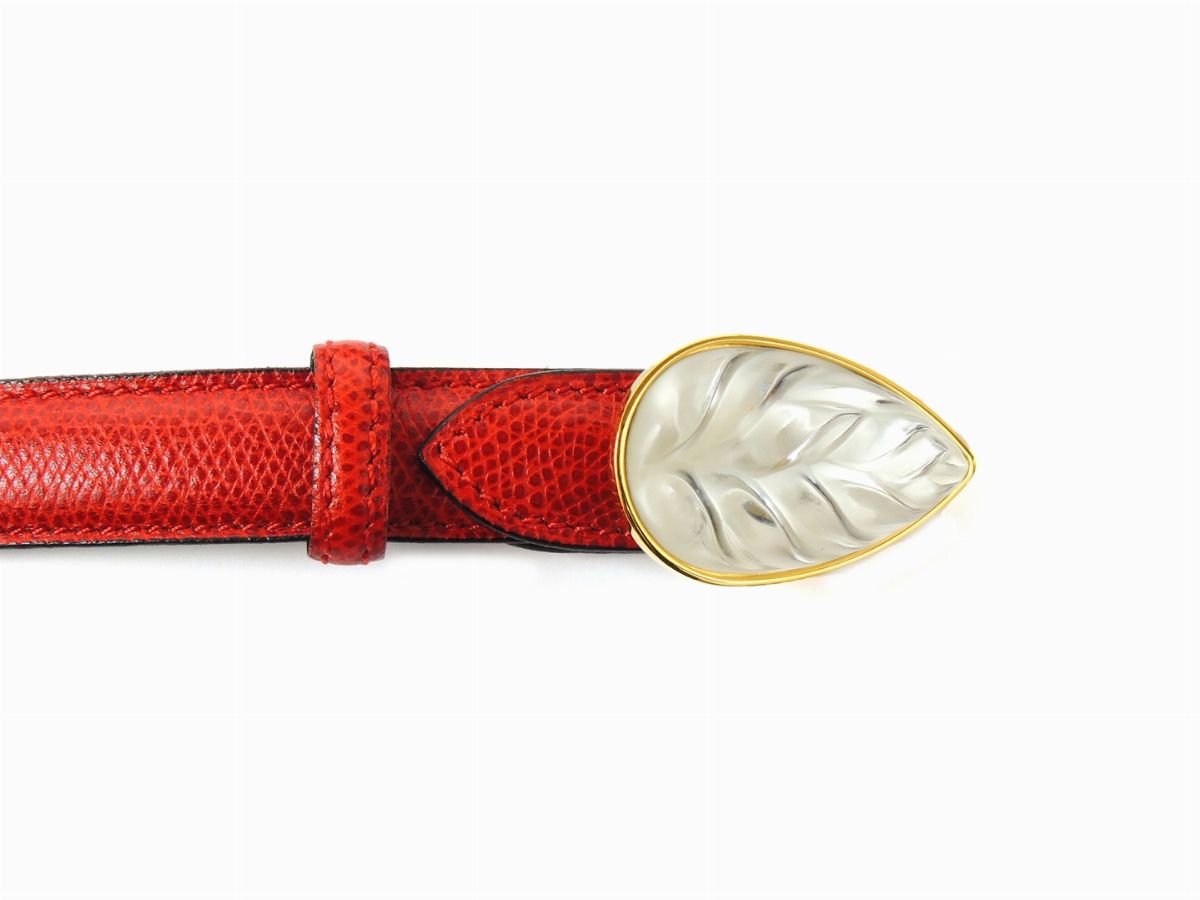 Cintura in Pelle Rossa e Cristallo, Lalique