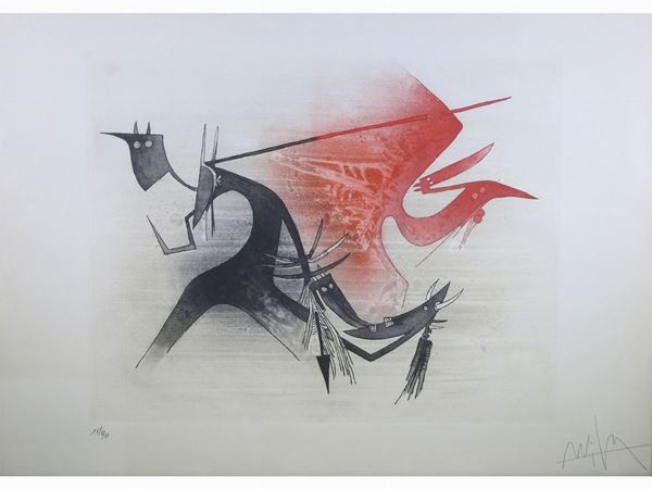 Wilfredo Lam : Composizione  ((1902-1982))  - Asta Arte moderna e contemporanea - Maison Bibelot - Casa d'Aste Firenze - Milano