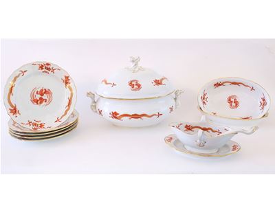 Servito di Piatti in Porcellana Policroma, Meissen