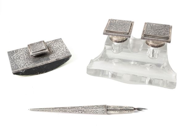 Silver writing set, first half of the 20th century