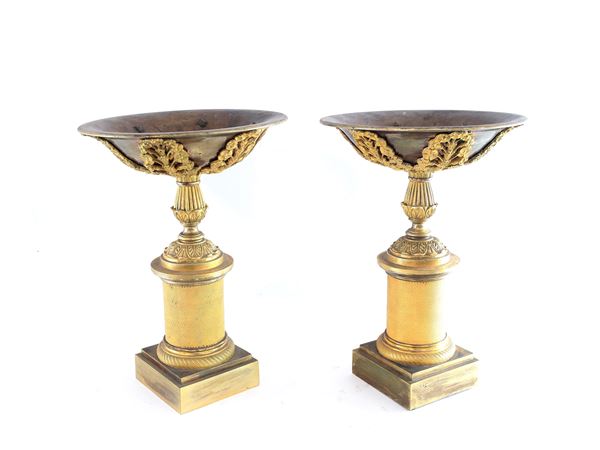 A couple of gilted bronze centrepieces  (second half of 19th century)  - Auction Lazzi's House - first part Furniture, paintings, Murano glass, curiosities - Maison Bibelot - Casa d'Aste Firenze - Milano