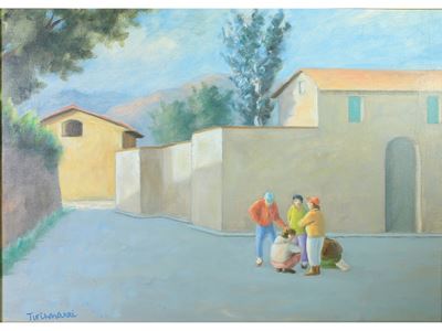 Scorcio di Paese con Giocatori di Toppa