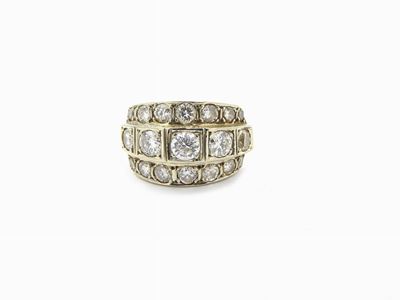 Anello a Fascia in Oro Bianco e Diamanti
