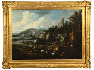 Paesaggio Fluviale con Pastori e Armenti
