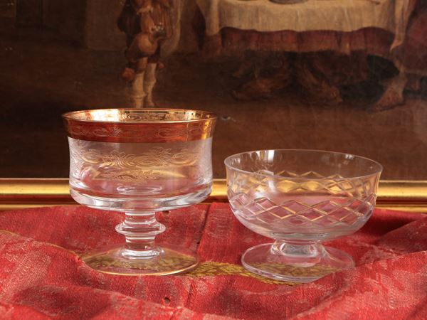Two Crystal set of six bolws  - Auction Lazzi's House - first part Furniture, paintings, Murano glass, curiosities - Maison Bibelot - Casa d'Aste Firenze - Milano