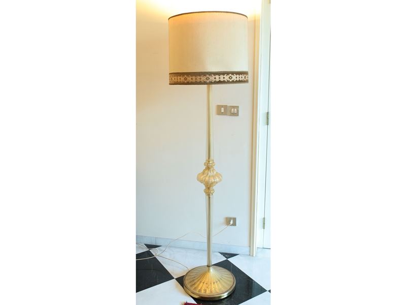 Lampada da Terra in Vetro Soffiato, Attribuibile a Barovier e Toso
