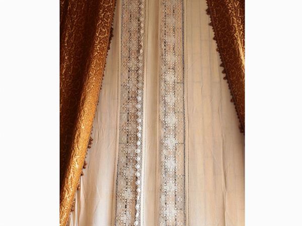 Pair of mechanical  lace curtains