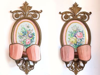 Coppia di Appliques in Metallo Dorato