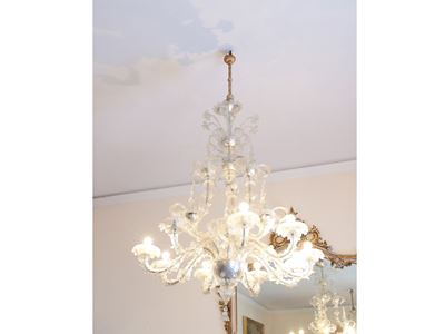 Lampadario in Vetro Soffiato Incolore di Murano, Barovier e Toso 1961