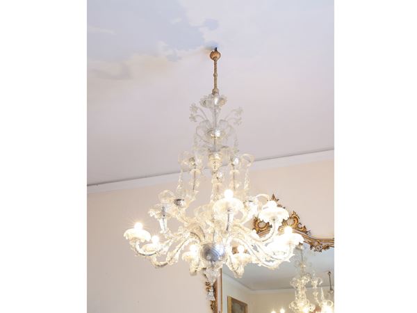 Chandelier in colorless blown glass from Murano, Barovier and Toso 1961
